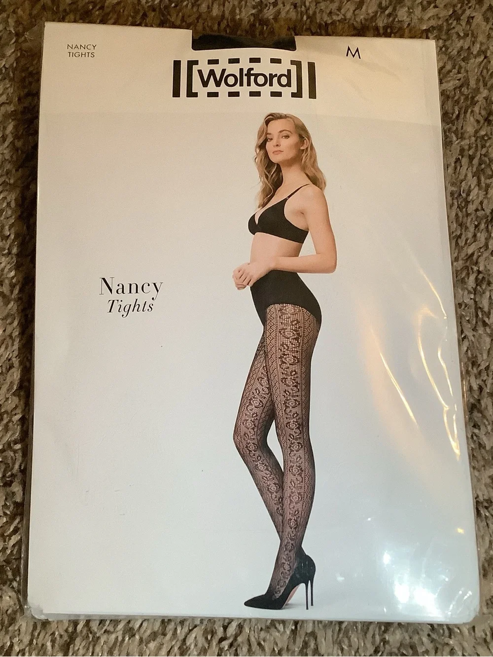 Wolford Nancy tights, graphic net pattern, color black, size: M